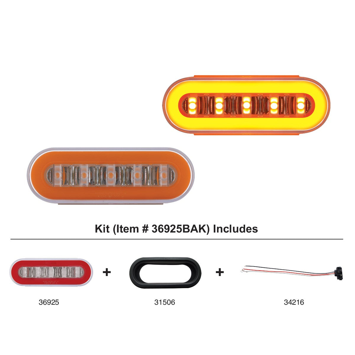 6 in Oval Amber LED Light Kit