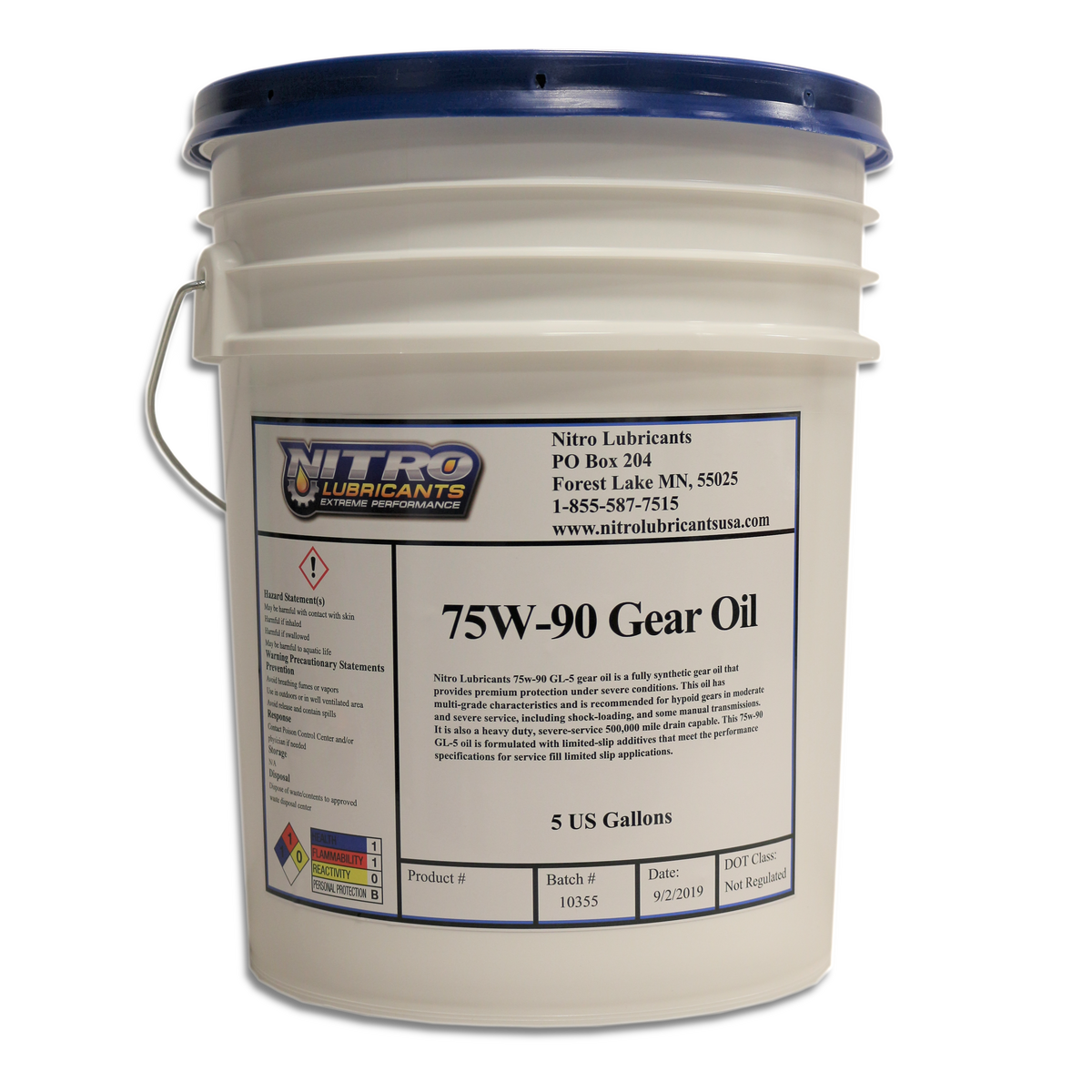 Synthetic Gear Oil SAE 75W-90 - 5 Gallon Pail