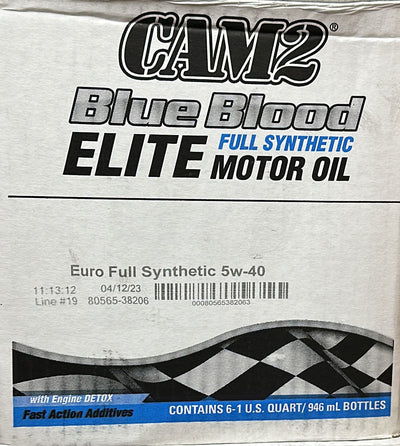 38206 CAM2 FULL SYN 5W40 6/1 BLUE BLOOD (6 QUARTS /1 CASE)