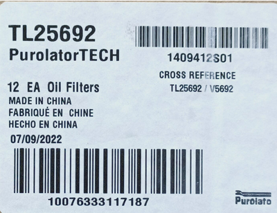 PUROLATOR OIL FILTER TL25692