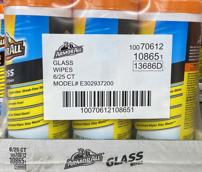 10865 Armor All Glass Wipes 6/25 CT
