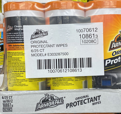 10861 Armor All Original Protectant Wipes 6/25 CT
