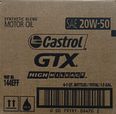144EFF CASTROL GTX HIGH MILEAGE 20W50 (6 QUARTS/1 CASE)