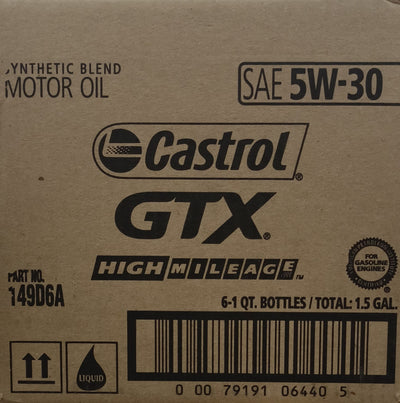 149D6A CASTROL GTX HIGH MILEAGE 5W30 (6 QUARTS/1 CASE)