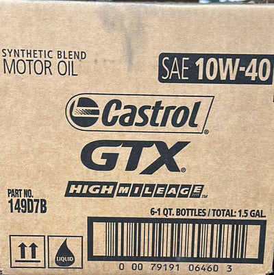 149D7B CASTROL GTX HIGH MILEAGE 10W40 (6 QUARTS/1 CASE)