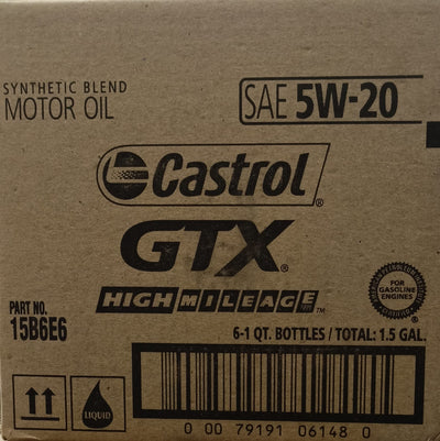 15B6E6 CASTROL GTX HIGH MILEAGE 5W20 (6 QUARTS/1 CASE)