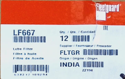 FLEETGUARD OIL FILTER LF667