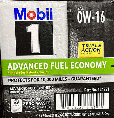 124321 MOBIL 1 0W16 (6 QUARTS /1 CASE)