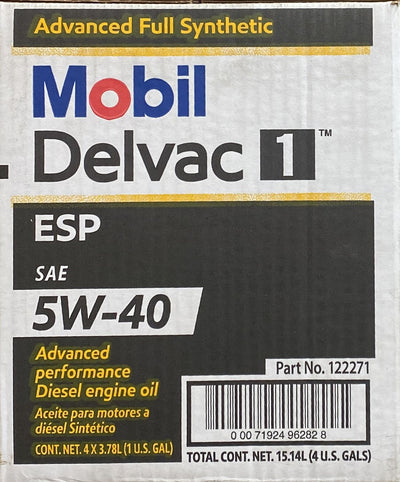 122271 MOBIL DELVAC ESP 5W40 4 CASES/1 GALLON