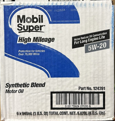 124391 MOBIL SUPER HIGH MILEAGE 5W20 (6 QUARTS /1 CASE)
