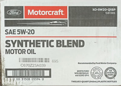 XO5W20Q1SP MOTORCRAFT SYNTHETIC BLEND 5W20 (12 QUARTS/1 CASE)