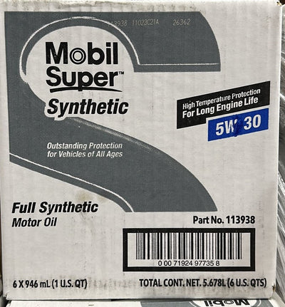 113938 MOBIL SUPER SYNTHETIC 5W30 (6 QUARTS /1 CASE)
