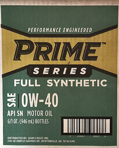 96061 Prime Series 0W40 Full Synthetic Dexos Wholesale | 6 Quarts of 1 Case