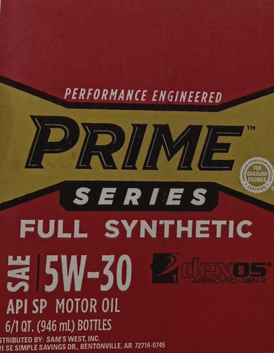 96056 Prime Series 5W30 Full Synthetic Dexos Wholesale | 6 Quarts of 1 Case
