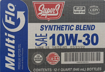 SUS50 SUPER S 10W30 MULTIFLOW SYNTHETIC BLEND (12 QUARTS/1 CASE)
