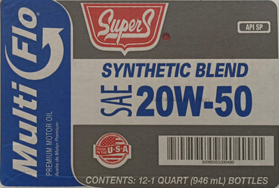 SUS48 SUPER S 20W50 MULTIFLOW SYNTHETIC BLEND (12 QUARTS/1 CASE)