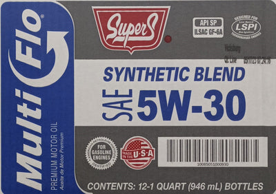 SUS93 SUPER S 5W30 MULTIFLOW SYNTHETIC BLEND (12 QUARTS/1 CASE)