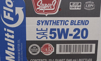 SUS121 SUPER S 5W20 MULTIFLOW SYNTHETIC BLEND (12 QUARTS/1 CASE)