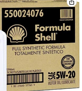 550024076 FORMULA SHELL FULL SYNTHETIC 5W20 (6 QUARTS /1 CASE)
