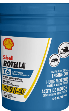 550062921 SHELL ROTELLA T6 FULL SYNTHETIC MOTOR OIL 15W40 5 GALLON