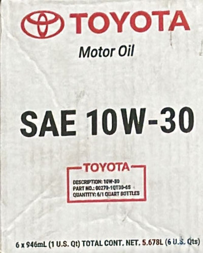 00279-1QT30-6S TOYOTA 10W30 MOTOR OIL 6/1 QTS