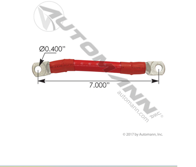 CABLE BATT STACKABLE 2/0 7IN RED