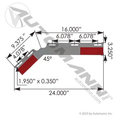 562.441 MUD FLAP HANGER KIT 45 DEGREE ANGLE WITH TAPE - SPACING IS 2.50in