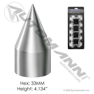 CHROME PLASTIC PUSH ON 33MM 10PK