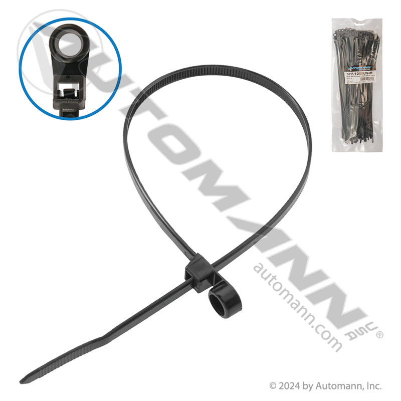 NYLON TIES 12IN LENGTH W/EYELET BLACK