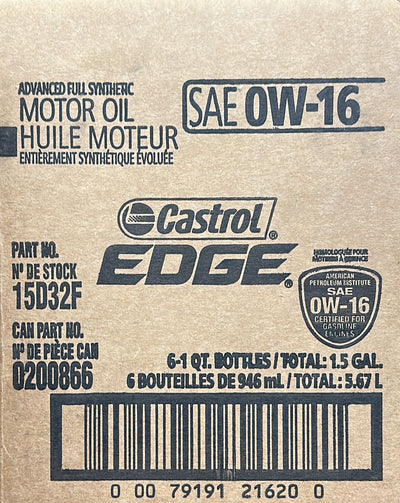 15B658 CASTROL SYN 0W16 6/1 QTS