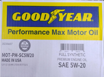 00015 GOODYEAR FULL SYN 5W20 12/1 QUARTS