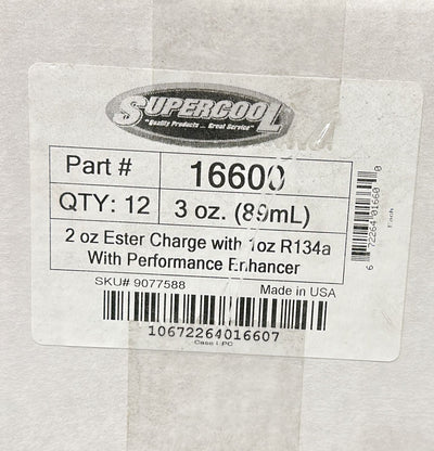 134A Supercool Ester Oil Charge 16600 A/c 3 Oz