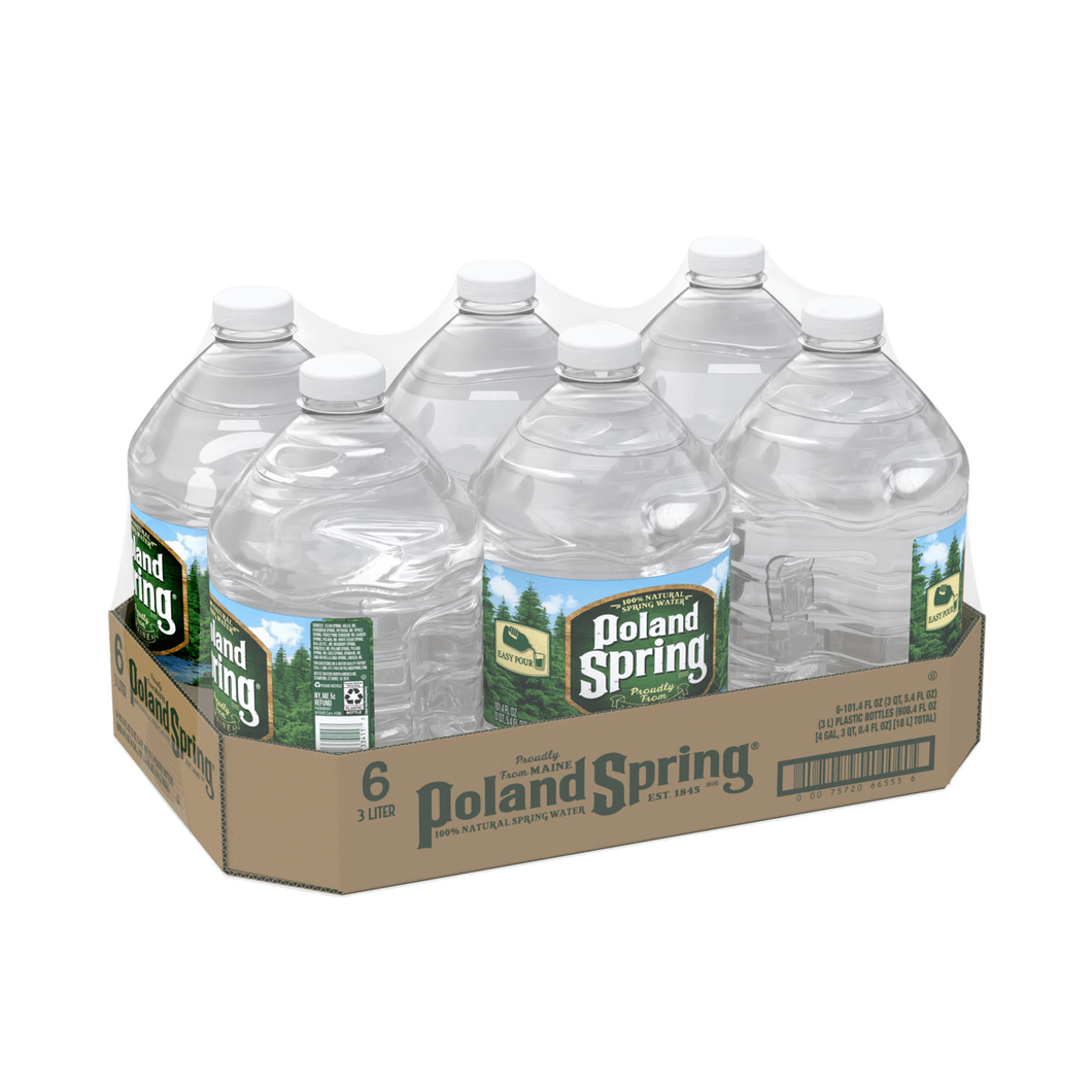 POLAND SPRING 100% NATURAL CLEAR BOTTLE 3 LITER 6 PACK