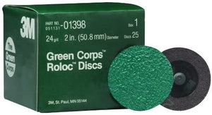 01398 2'' GREEN CROPS ROLOC DISC 24 GRIT 25/BOX