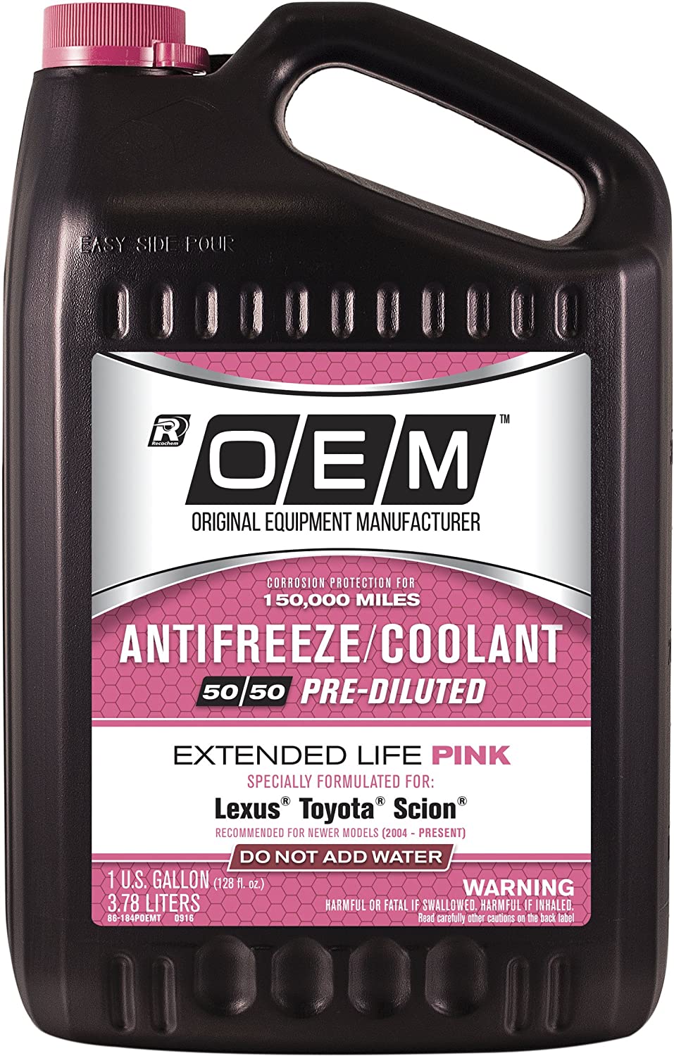 86-184POEMT ANTIFREEZE OEM PREMIUM EXTENDED LIFE PINK 50/50 (4/1 GALLON)